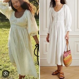 NWT Doen Isolde shirred eyelet dress L